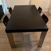 Tavolo allungabile rovere moro e acciaio cromato