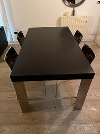 Tavolo allungabile rovere moro e acciaio cromato