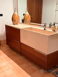 Mobile bagno Agape Flat XL  in rovere e marmo