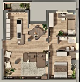 Un attico da vivere: eleganza, luce e personalita'