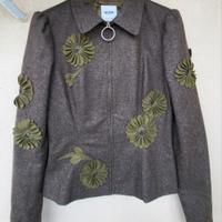 Giacca vintage Moschino Jeans verde con fiori IT42