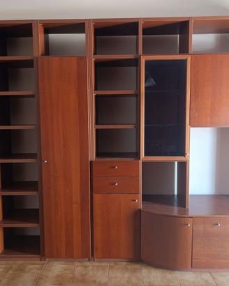 Parete Attrezzata Soggiorno in Legno con Vetrina e