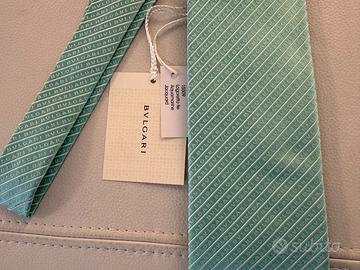 Cravatta Bulgari originale acquamarina Pura Seta