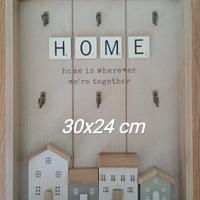 Quadro portachiavi “HOME” in legno – decorazione d