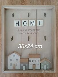 Quadro portachiavi “HOME” in legno – decorazione d