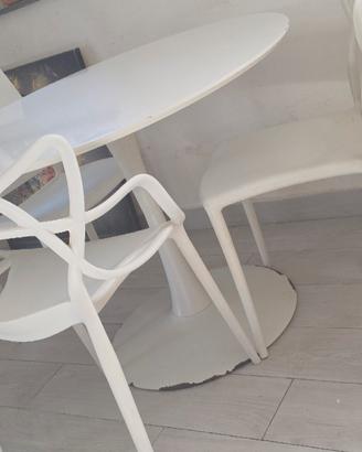 Tavolo rotondo e 3 sedie design poliuretano 