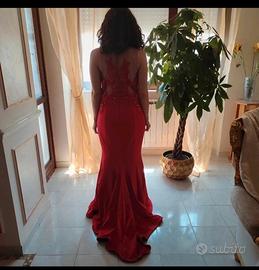 abito cerimonia sirena rosso tg 44