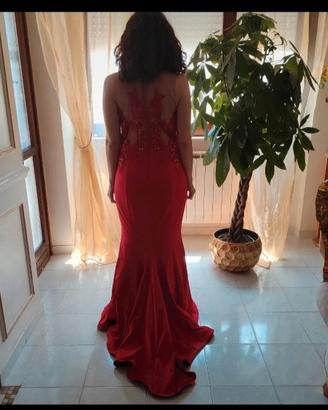 abito cerimonia sirena rosso tg 44