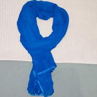 Foulard Blu Fatto a Mano Raso e Organza Mai Usato