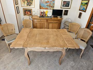 Tavolo legno massello rovere  e 4 sedie