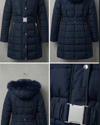 Piumino lungo donna blu notte taglia L