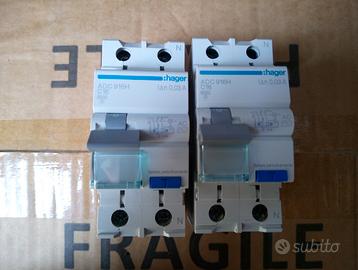2x magnetotermico differenziale Hager C16 0.03A