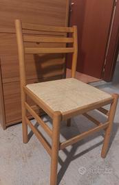 Set sedie in legno con seduta in paglia