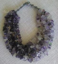 Girocollo collier 6 fili AMETISTE bicolori 130gr