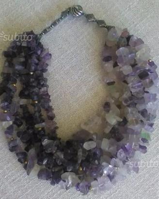 Girocollo collier 6 fili AMETISTE bicolori 130gr