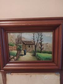 Quadro dipinto a olio - Paesaggio di montagna