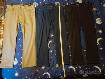 Lotto 3 Pantaloni Uomo Taglia 52 Sabbia Blu Nero