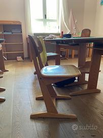 Banchi e sedie di legno per scuole