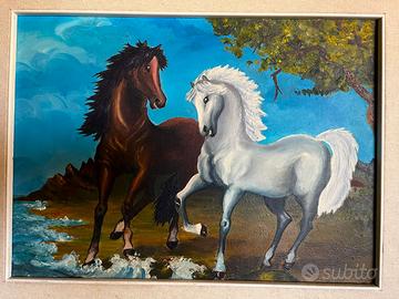quadro dipinto a olio su tela provvisto di cornice