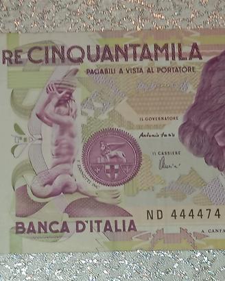 banconota 50000 lire Bernini con serie particolare