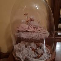 Teca in vetro soffiato con base di legno