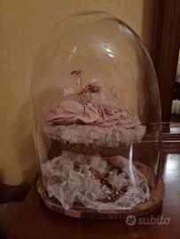 Teca in vetro soffiato con base di legno