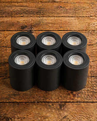 6 faretti LED in alluminio da soffitto neri NUOVI