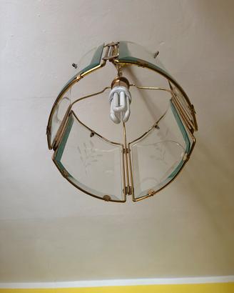 Lampadario a Sospensione Ottone e Vetro