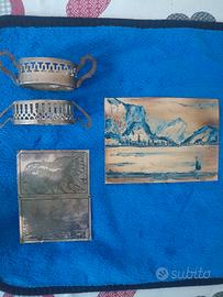 porta bicchieri e placche in argento