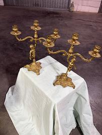 Coppia di candelabri bronzo