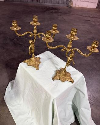 Coppia di candelabri bronzo