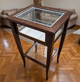 Tavolino vetrinetta in legno con vetro - PERFETTA