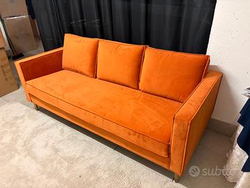 Divano design 3 posti velluto 200cm Florence Knoll