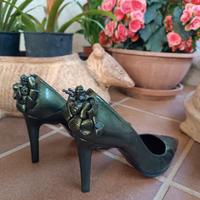 Scarpe Rodo tacco 10 spillo pelle petrolio 37