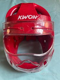 Casco Taekwondo KWON con visiera tg. S rosso