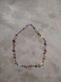 Collana vetro e pietre colorate