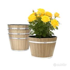 Vaso per Piante 4 Pezzi Fioriere a Forma di Botte