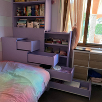 Cameretta lilla in legno letto piazza e mezza