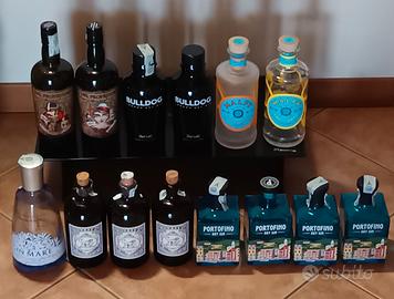 SET DI 14 BOTTIGLIE VUOTE DI GIN COME DA FOTO