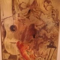 QUADRO DIPINTO A MANO SU TRACCIA SERIGRAFICA