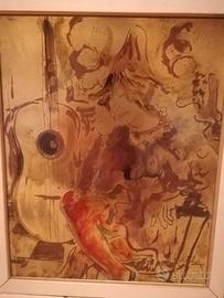 QUADRO DIPINTO A MANO SU TRACCIA SERIGRAFICA