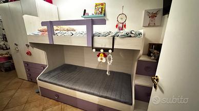 Cameretta bambina con letto a castello e armadio