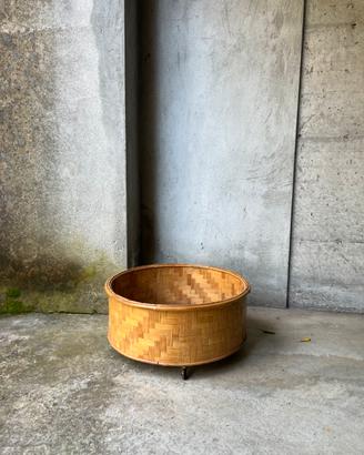 Carrello contenitore portapiante in legno e bambù
