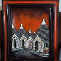 Quadro legno 3d rilievo trulli puglia Giov Muzzi 