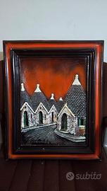 Quadro legno 3d rilievo trulli puglia Giov Muzzi 