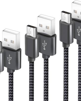 Cavo Micro USB [3 Pezzi:1m,2m,2m] NUOVO