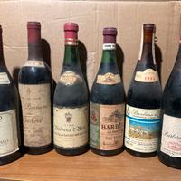 6 bottiglie barbera anni 70 80