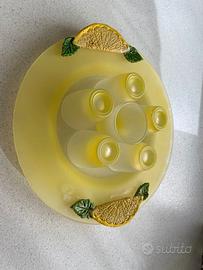 Vassoietto  vetro  6 bicchierini limoncello