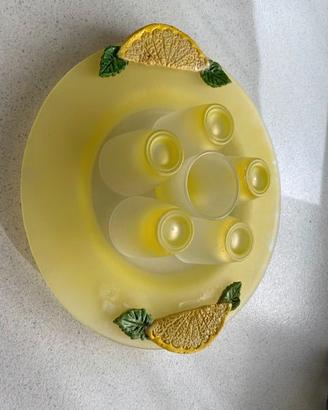 Vassoietto  vetro  6 bicchierini limoncello