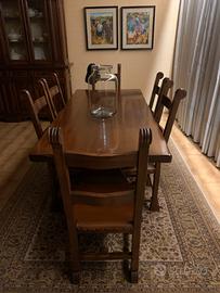 Tavolo con sedie stile liberty legno massello